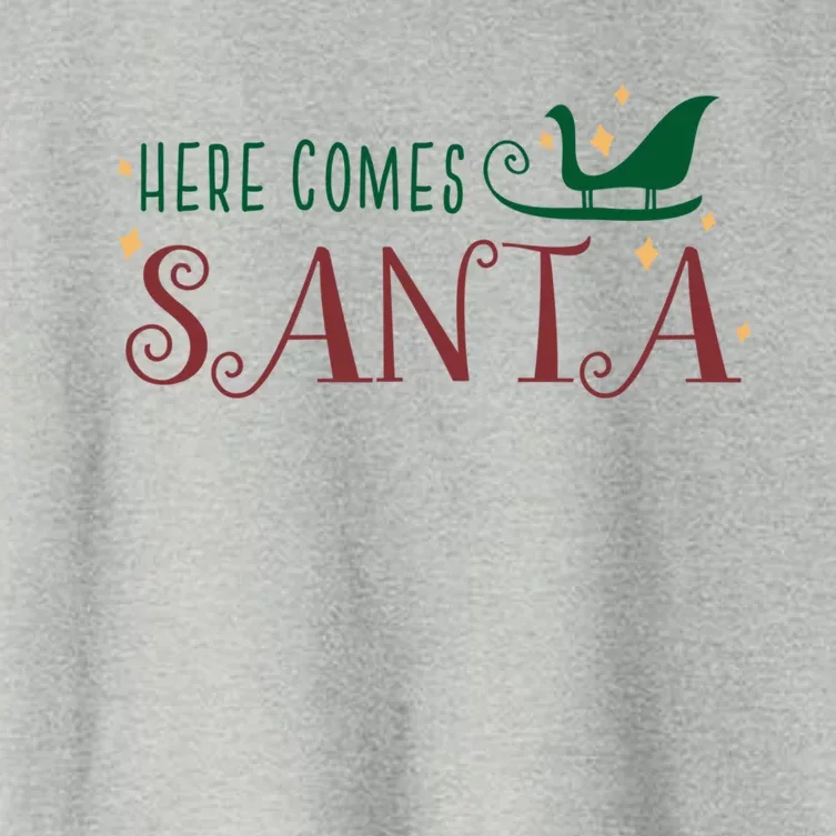 Cute Here Comes Santa Claus Sleigh Christmas Holiday Season Cute Gift Women's Crop Top Tee