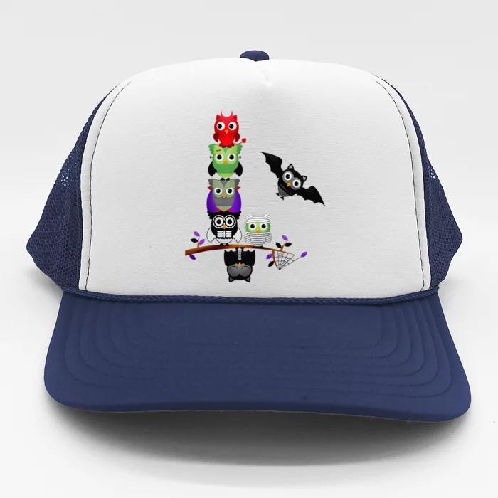 Cute Halloween Classic Monsters Spooky Owls Trucker Hat