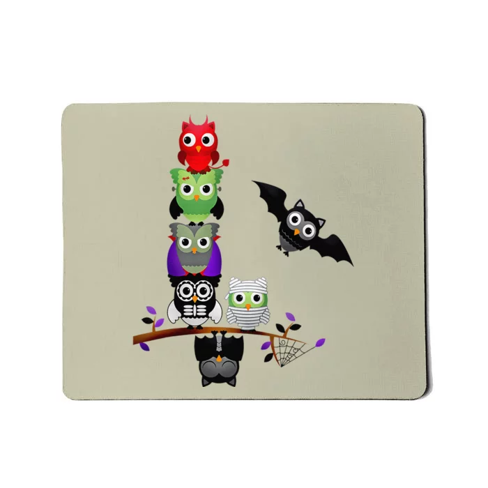 Cute Halloween Classic Monsters Spooky Owls Mousepad