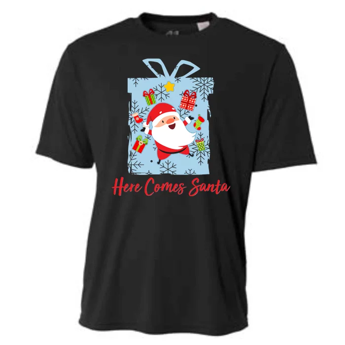 Christmas Here Comes Santa Gift Box Cooling Performance Crew T-Shirt