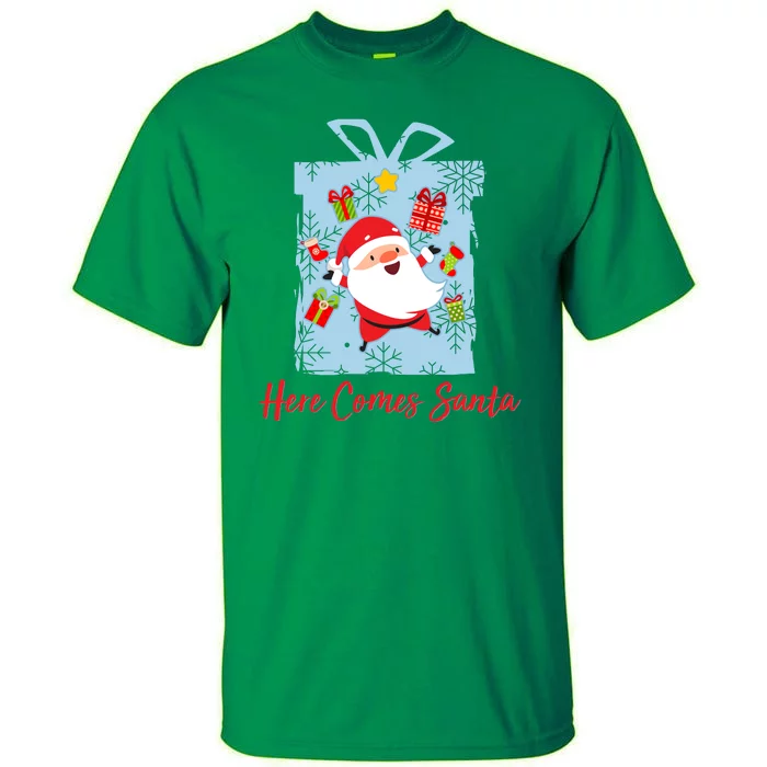 Christmas Here Comes Santa Gift Box Tall T-Shirt