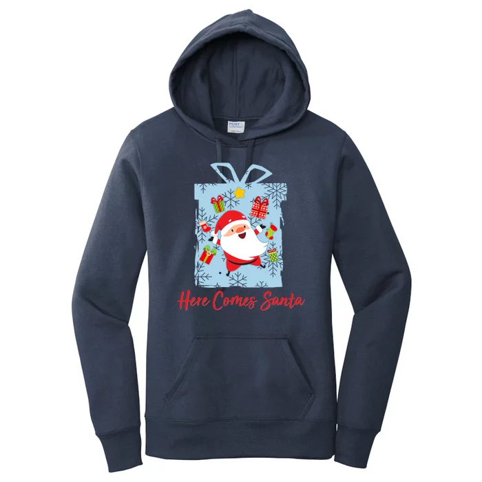 Christmas Here Comes Santa Gift Box Women's Pullover Hoodie