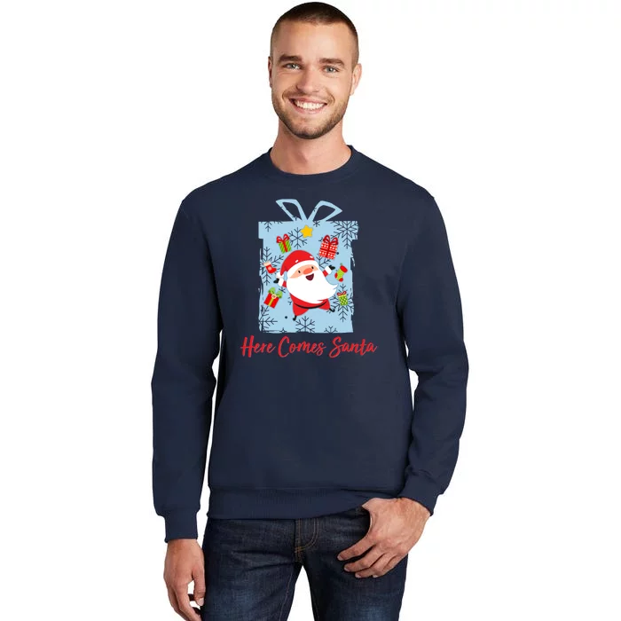 Christmas Here Comes Santa Gift Box Tall Sweatshirt