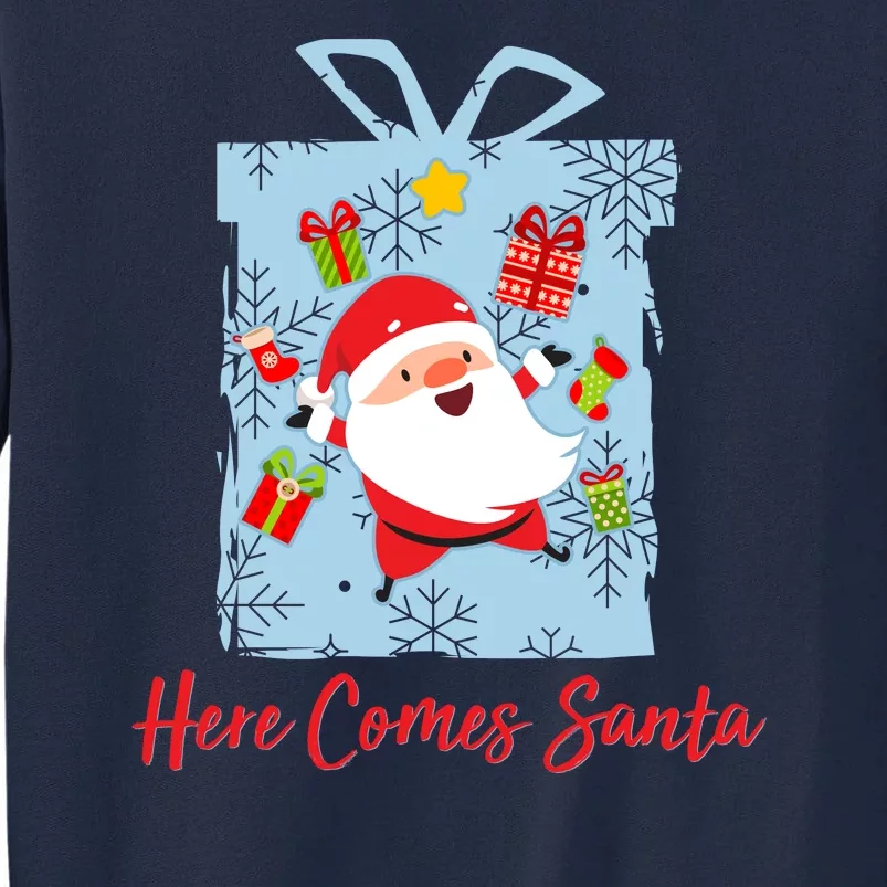 Christmas Here Comes Santa Gift Box Tall Sweatshirt