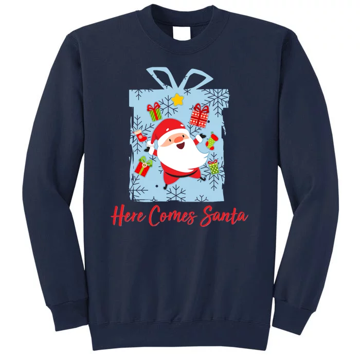 Christmas Here Comes Santa Gift Box Tall Sweatshirt