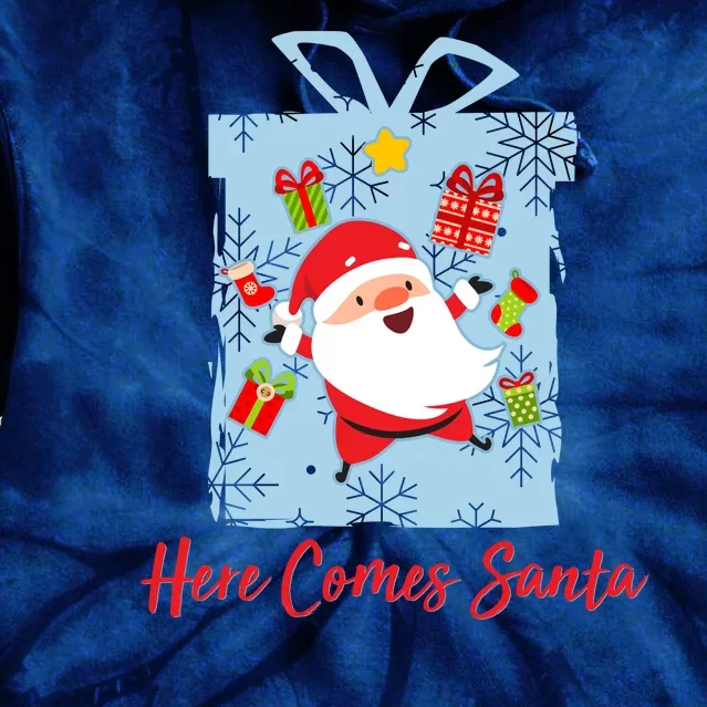 Christmas Here Comes Santa Gift Box Tie Dye Hoodie