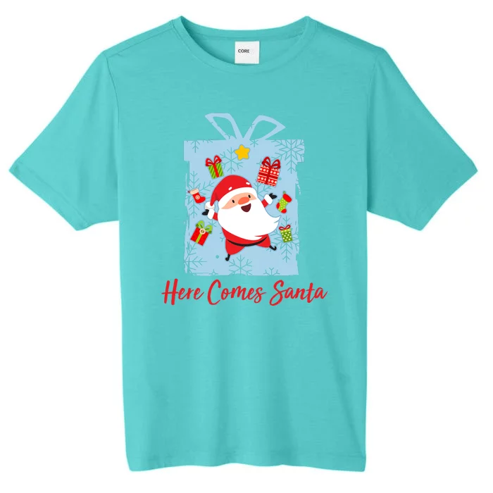 Christmas Here Comes Santa Gift Box ChromaSoft Performance T-Shirt