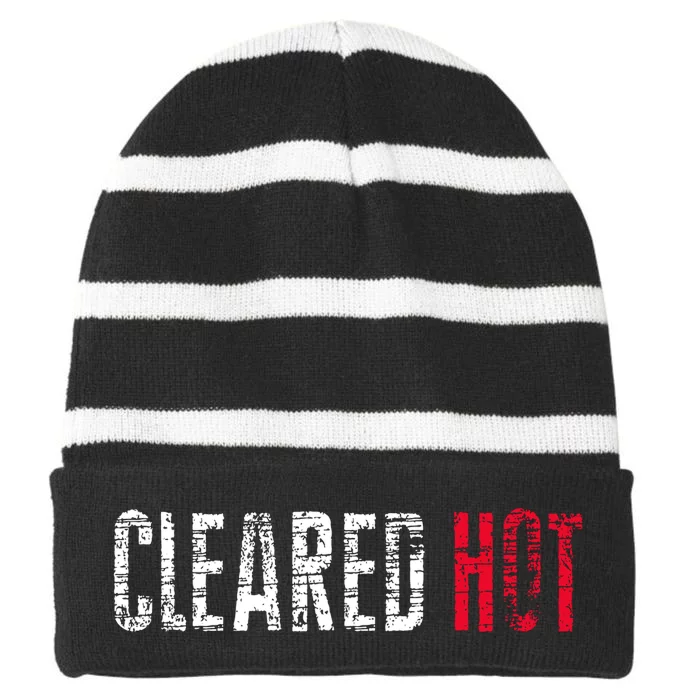 Cleared Hot Striped Beanie with Solid Band