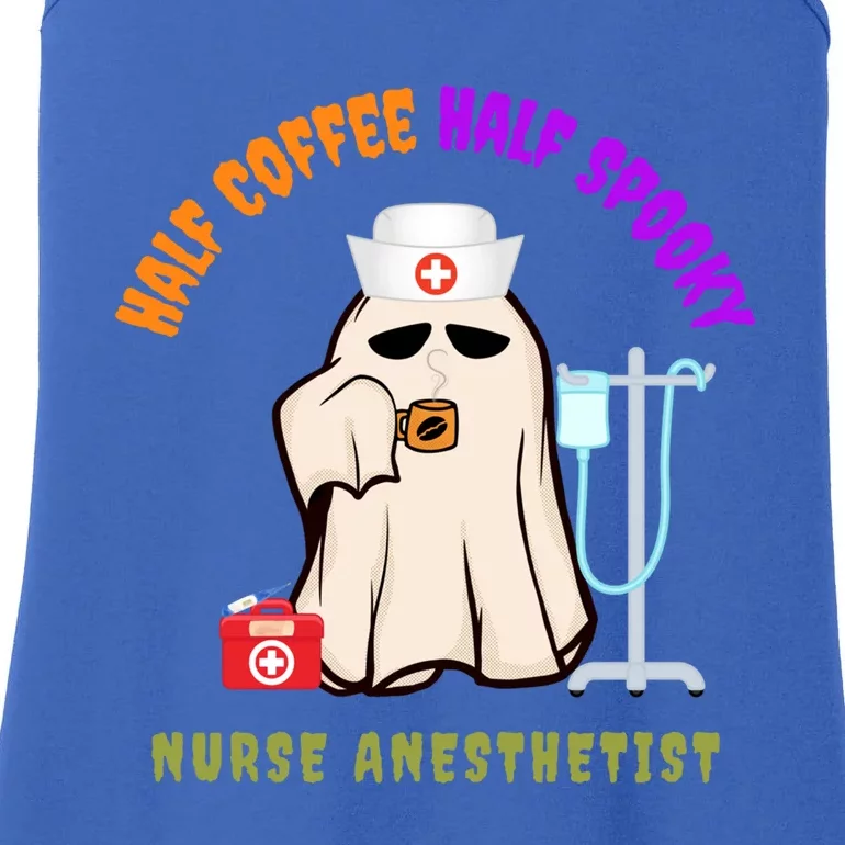 Cute Half Coffee Half Spooky Nurse Anesthetist Halloween Gift Ladies Essential Tank