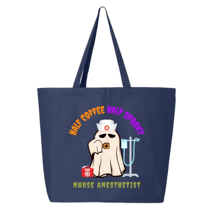 Cute Half Coffee Half Spooky Nurse Anesthetist Halloween Gift 25L Jumbo Tote