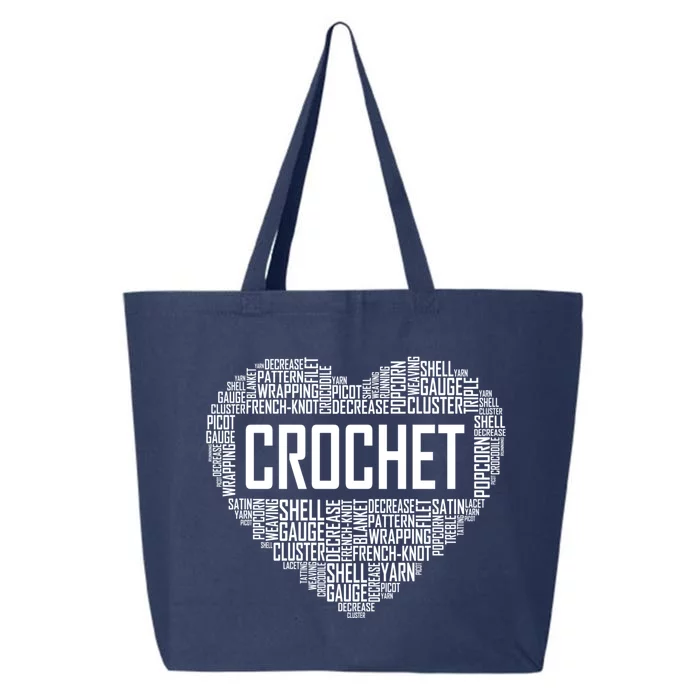 Crochet Heart Crocheting Lover Gift Knitting Funny Gift 25L Jumbo Tote