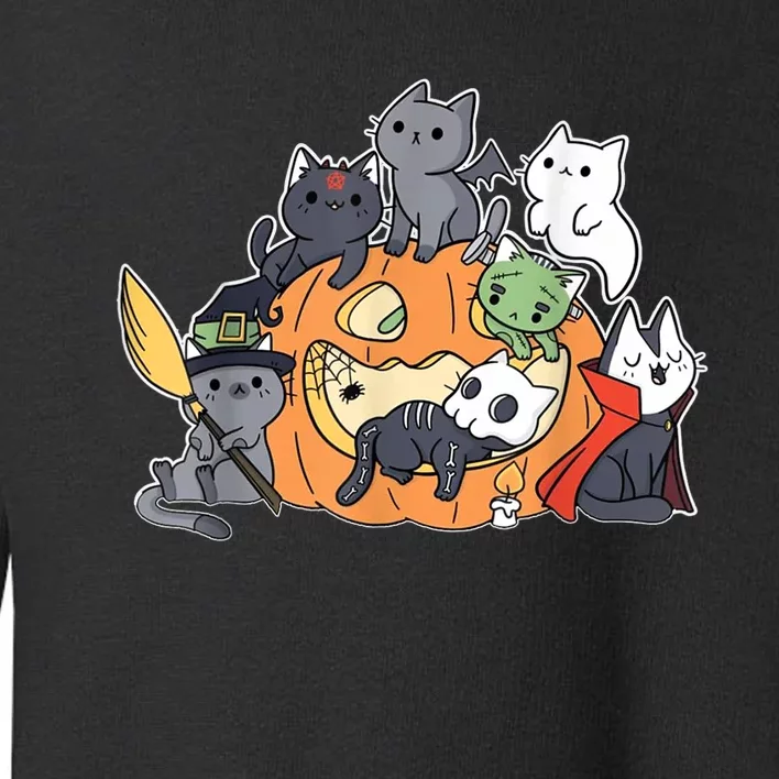 Cute Halloween Cat Pumpkin House Toddler Sweatshirt