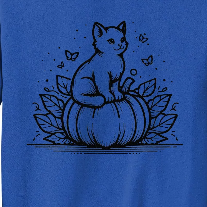 Cute Halloween Cat Setting On A Pumpkin For Cute Cat Lover Tall Sweatshirt