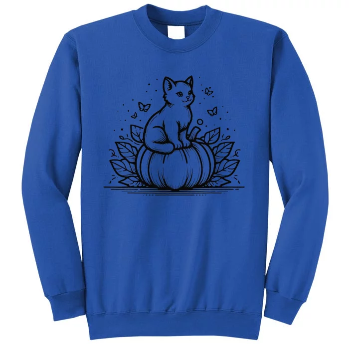 Cute Halloween Cat Setting On A Pumpkin For Cute Cat Lover Tall Sweatshirt