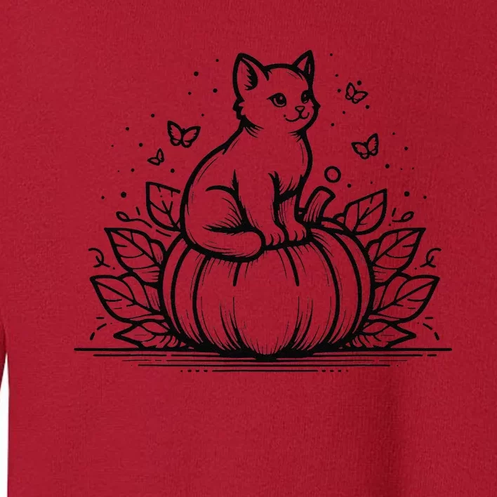 Cute Halloween Cat Setting On A Pumpkin For Cute Cat Lover Toddler Sweatshirt