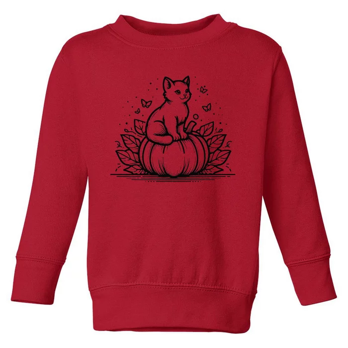 Cute Halloween Cat Setting On A Pumpkin For Cute Cat Lover Toddler Sweatshirt