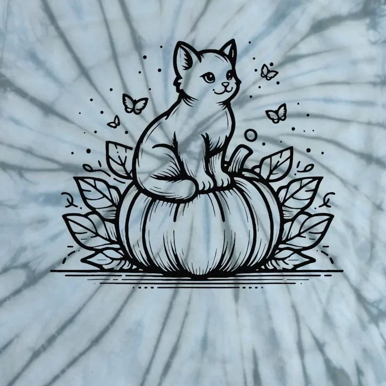 Cute Halloween Cat Setting On A Pumpkin For Cute Cat Lover Tie-Dye T-Shirt