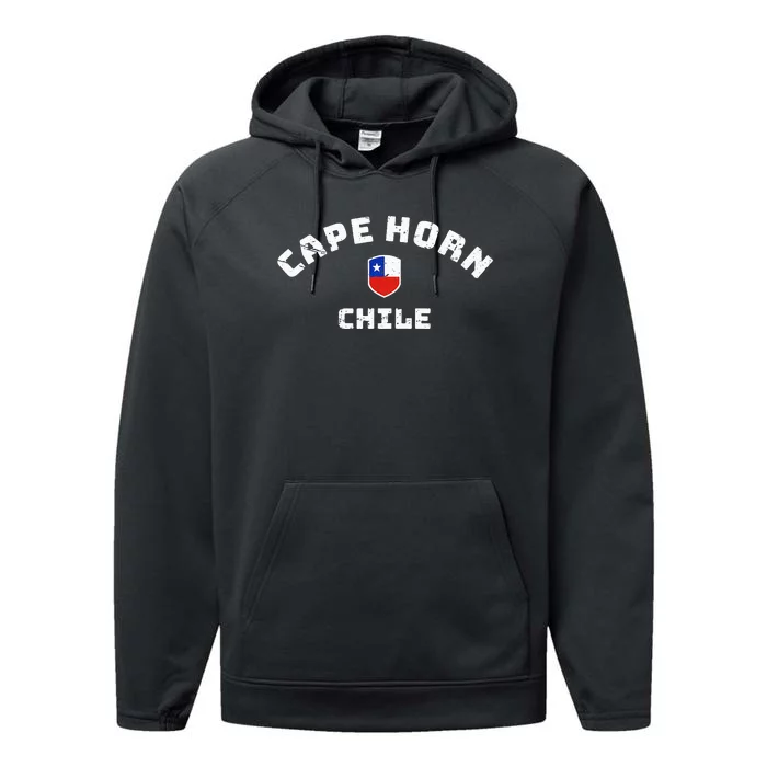 Cape Horn Chile Chilean Flag Performance Fleece Hoodie