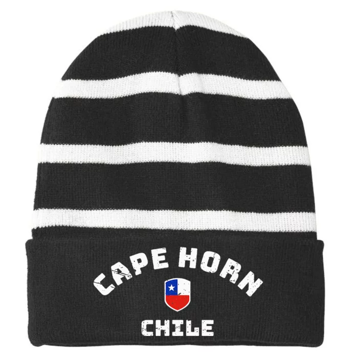 Cape Horn Chile Chilean Flag Striped Beanie with Solid Band