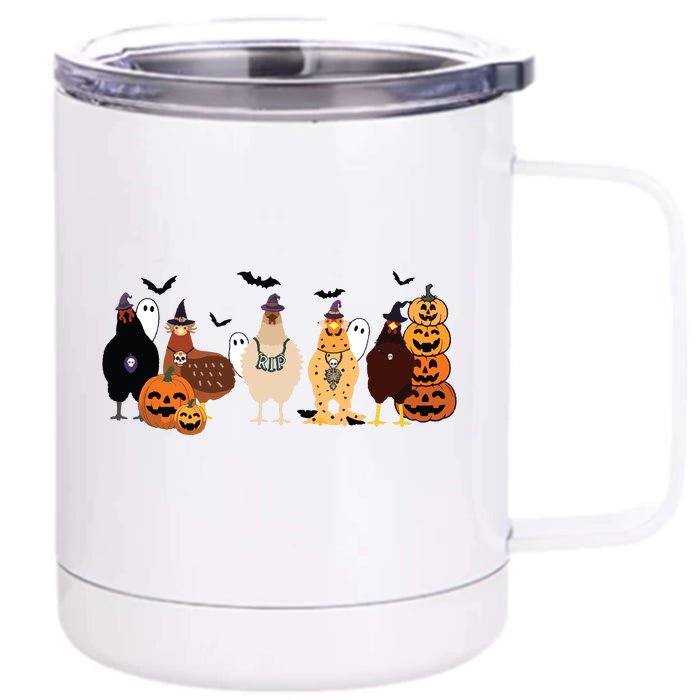 Cute Halloween Chicken Chicken Lover Halloween Gift Farmer Halloween Front & Back 12oz Stainless Steel Tumbler Cup