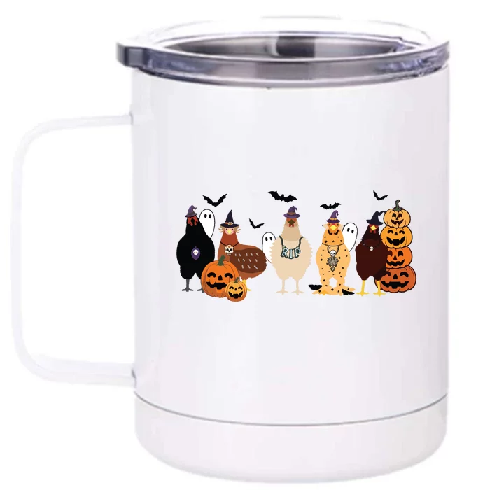 Cute Halloween Chicken Chicken Lover Halloween Gift Farmer Halloween Front & Back 12oz Stainless Steel Tumbler Cup