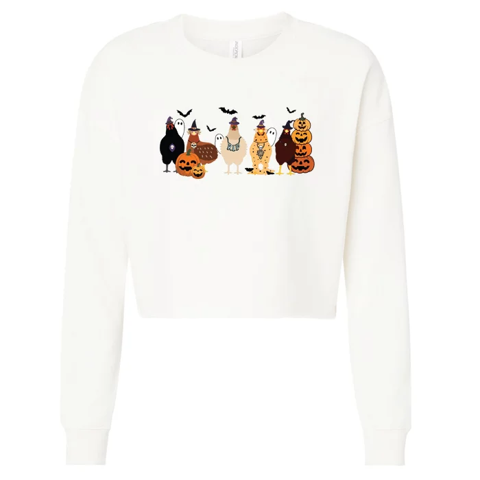 Cute Halloween Chicken Chicken Lover Halloween Gift Farmer Halloween Cropped Pullover Crew