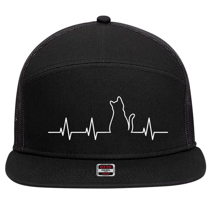 Cat Heartbeat 7 Panel Mesh Trucker Snapback Hat