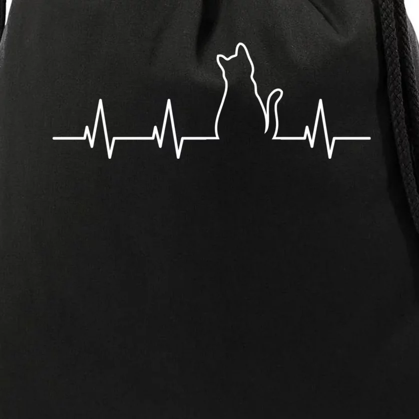 Cat Heartbeat Drawstring Bag