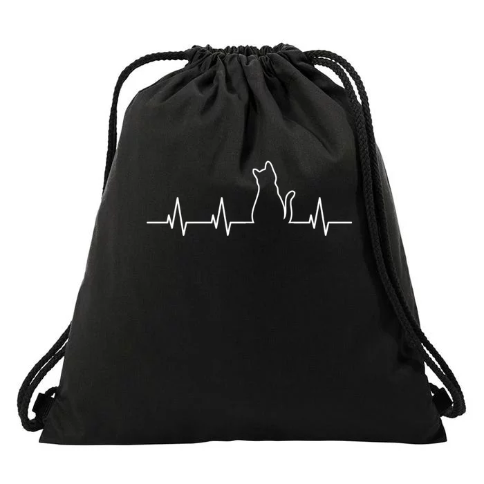 Cat Heartbeat Drawstring Bag