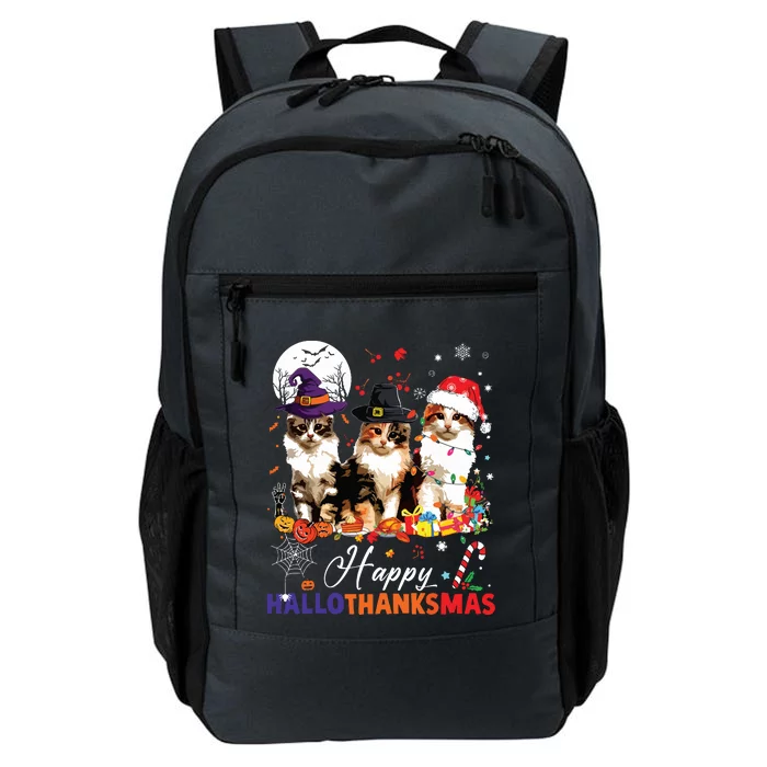 Cat Halloween Christmas Happy Hallothanksmas Thanksgiving Daily Commute Backpack