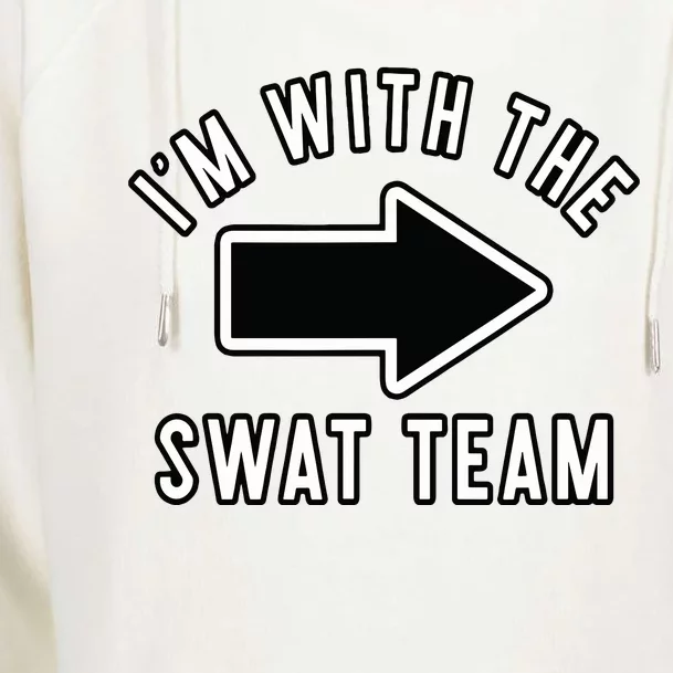 Couples Halloween Costume Shirts Im With The Swat Team Womens Funnel Neck Pullover Hood