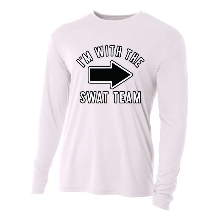 Couples Halloween Costume Shirts Im With The Swat Team Cooling Performance Long Sleeve Crew