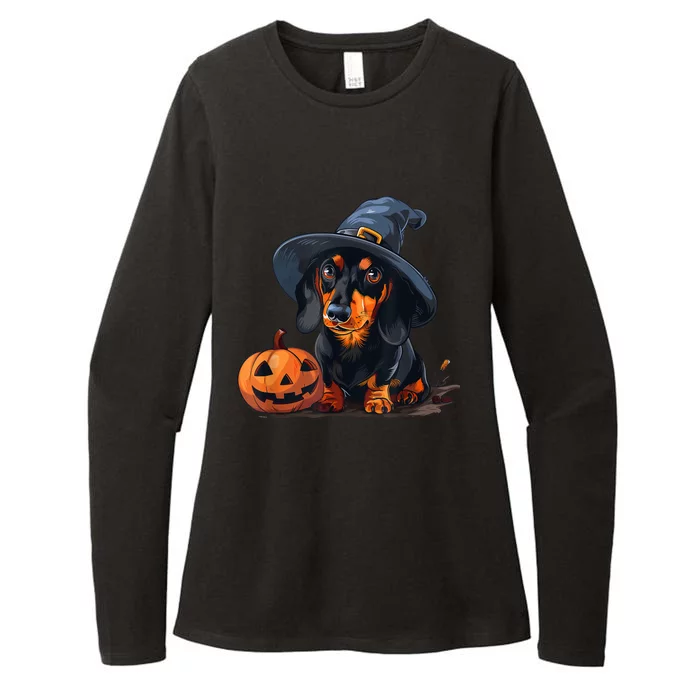 Cute Halloween Costume Dachshund Witch Dog Lover Design Womens CVC Long Sleeve Shirt