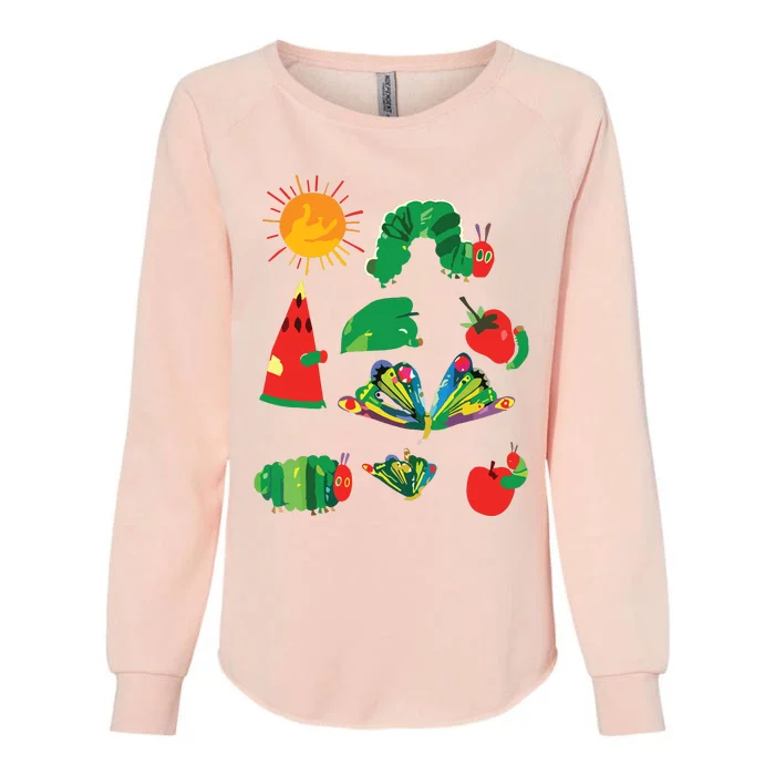 Cute Hungry Caterpillar Transformation Back To School Book Womens California Wash Sweatshirt