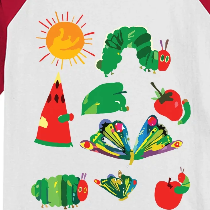 Cute Hungry Caterpillar Transformation Back To School Book Kids Colorblock Raglan Jersey