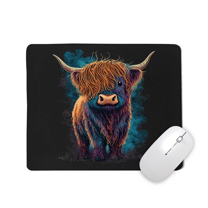 Cute Highland Cattle Cow Funny Highland Cow Mousepad