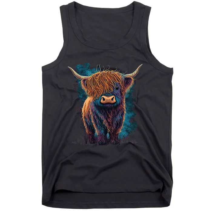 Cute Highland Cattle Cow Funny Highland Cow Tank Top