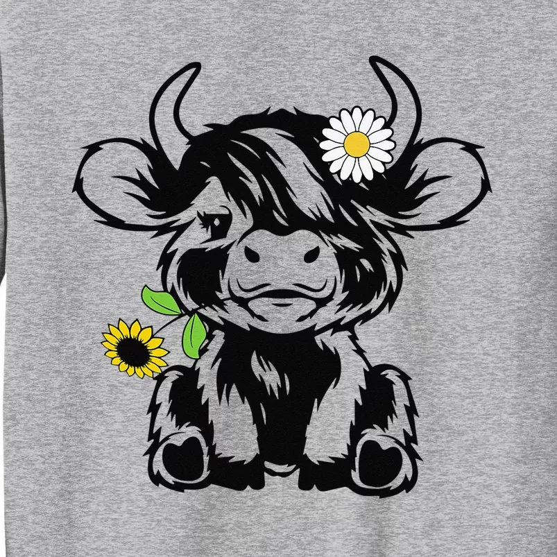 cute highland cow sunflower Tall Sweatshirt