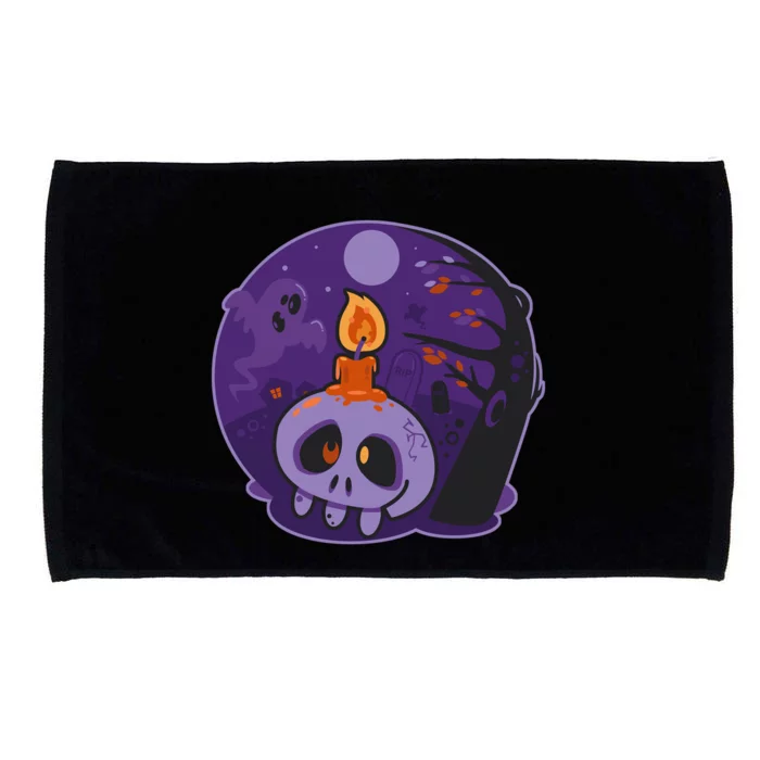 Cute Halloween Candle Skull Microfiber Hand Towel