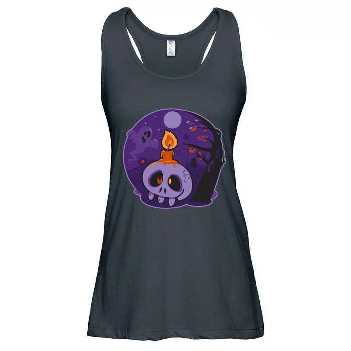 Cute Halloween Candle Skull Ladies Essential Flowy Tank