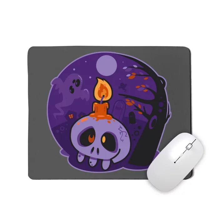 Cute Halloween Candle Skull Mousepad