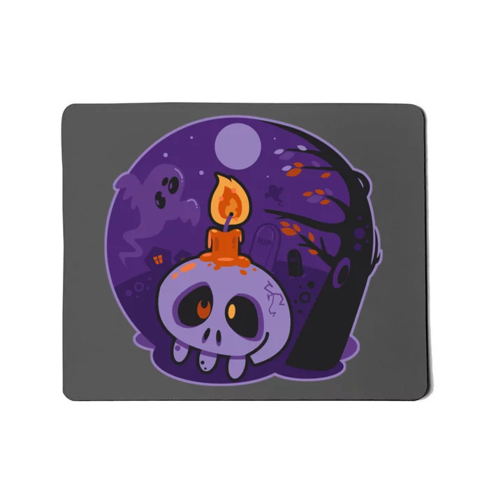 Cute Halloween Candle Skull Mousepad