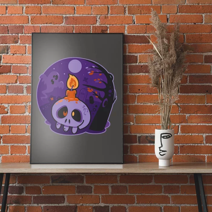 Cute Halloween Candle Skull Poster