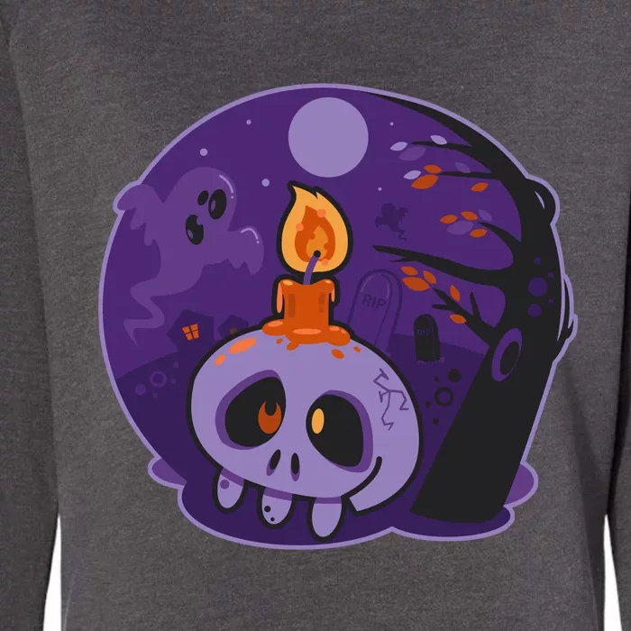 Cute Halloween Candle Skull Womens California Wash Sweatshirt