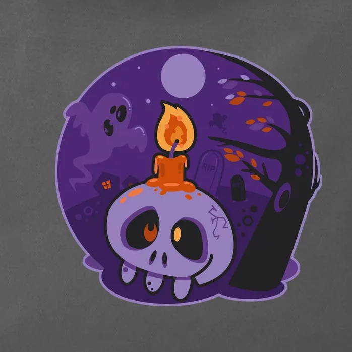 Cute Halloween Candle Skull Zip Tote Bag