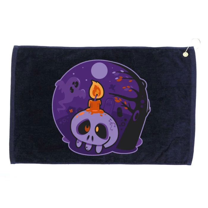 Cute Halloween Candle Skull Grommeted Golf Towel