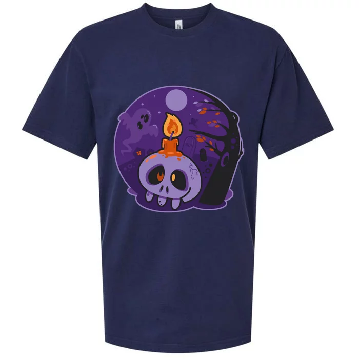 Cute Halloween Candle Skull Sueded Cloud Jersey T-Shirt