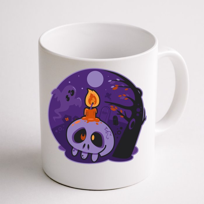 Cute Halloween Candle Skull Front & Back Coffee Mug