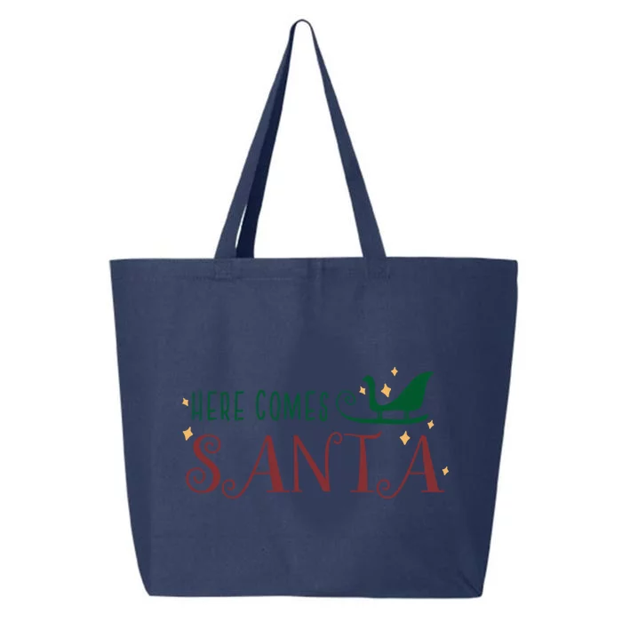 Cute Here Comes Santa Claus Sleigh Christmas Holiday Season Gift 25L Jumbo Tote