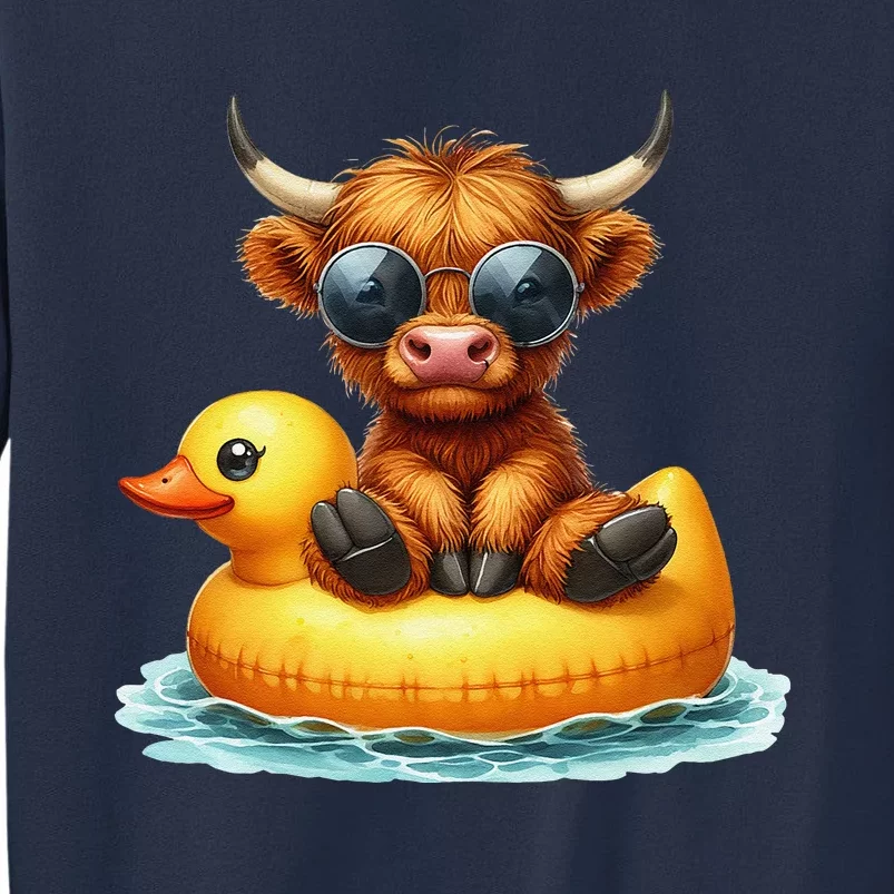 Cute Highland Cow Duck Pool Float Summer Vibes Swimming Sweatshirt